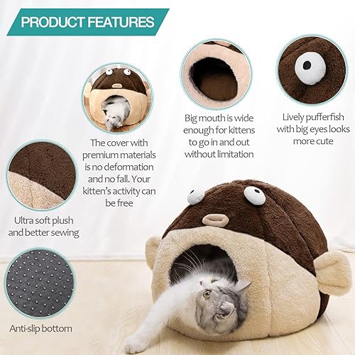 Miniatura 10 de Camas para gatos de interior  Cama para gatos con almohada acolchada extraíble lavable, suave felpa de algodón de alta calidad, cama para mascotas,