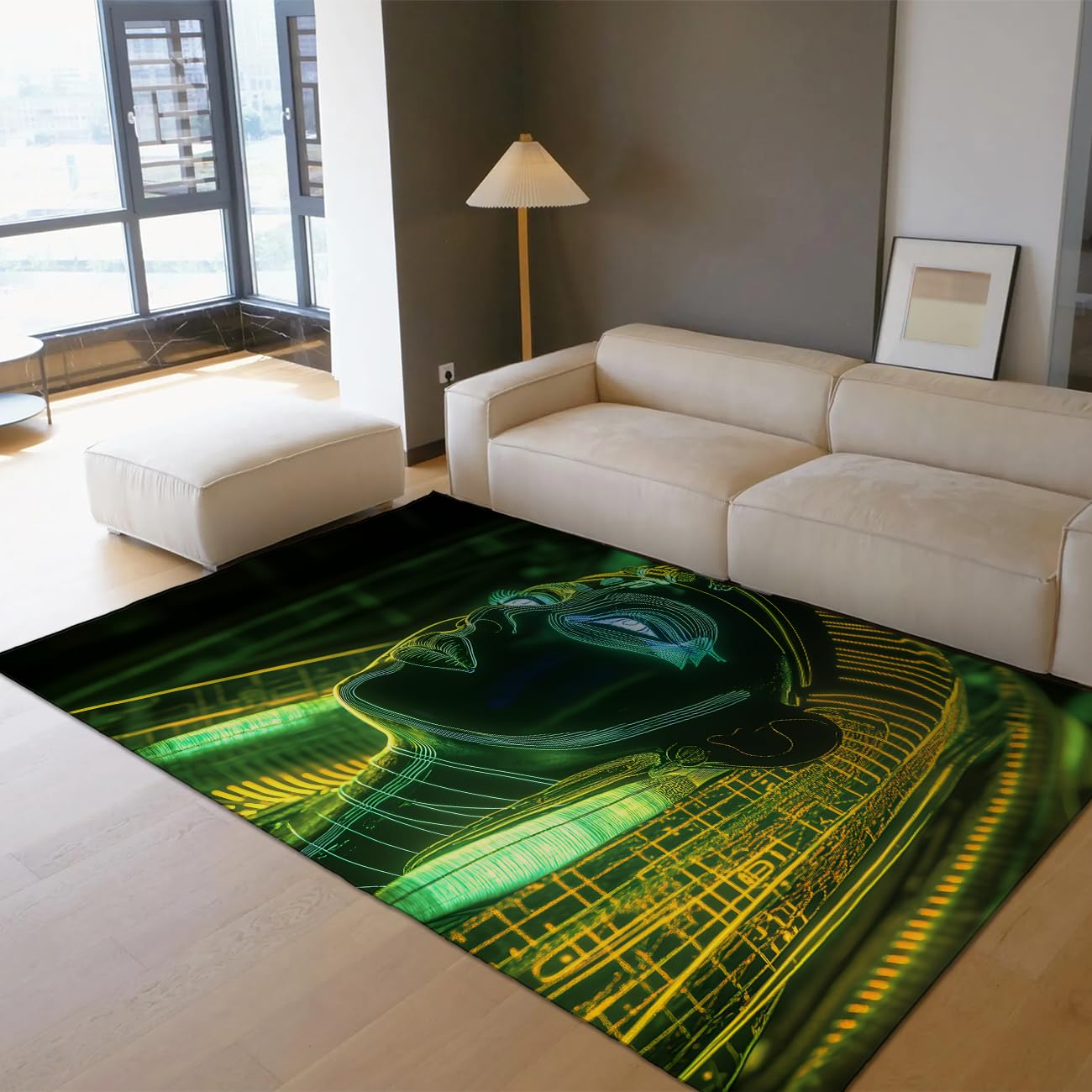 Tapis futuristes en dessin de lignes salon égyptien mystique 80x120