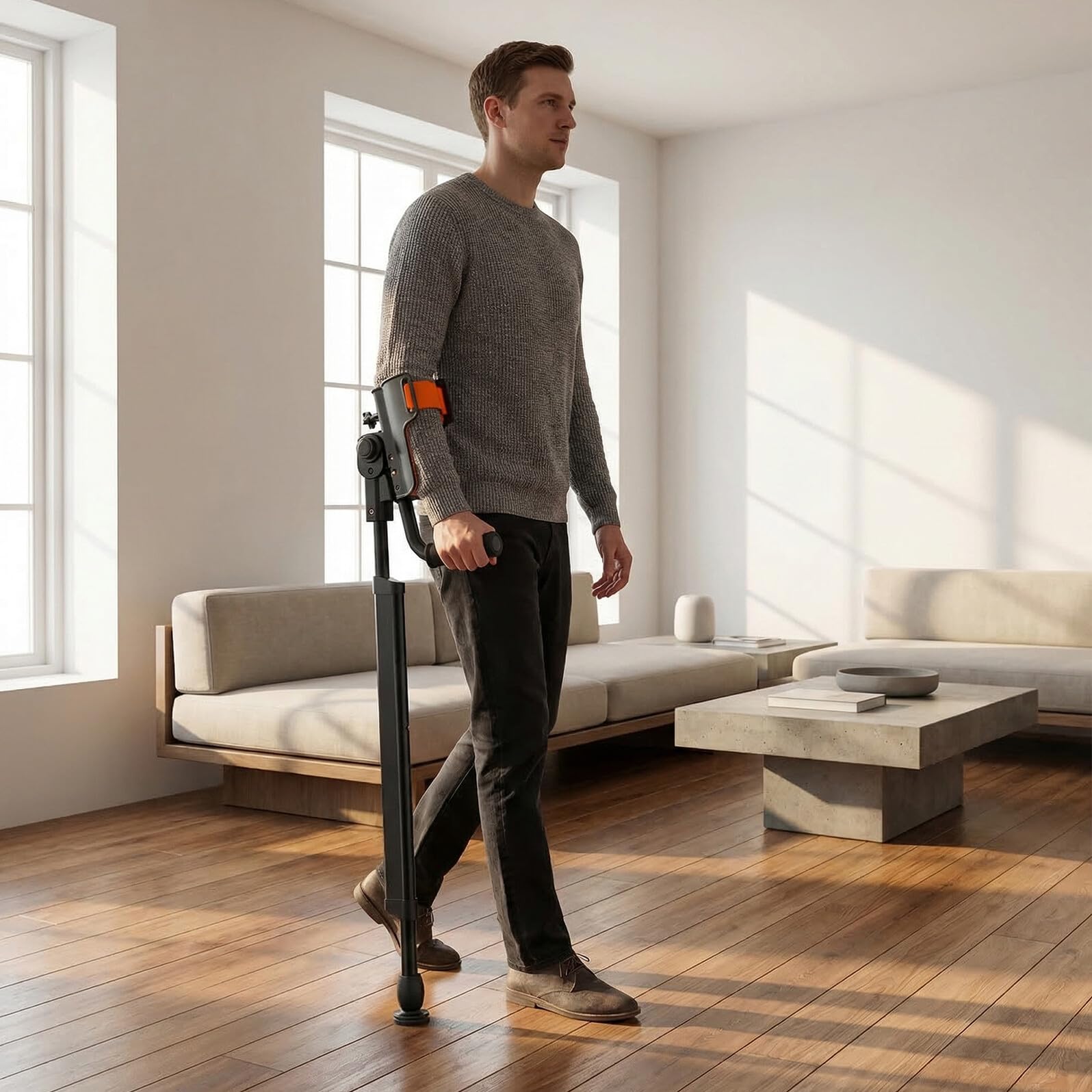 Stampelle per Avambraccio Pieghevoli Regolabili in Altezza con Supporto Ergonomico e Cuscinetto in Eva, Leggere in Lega di Alluminio per Riabilitazione e Uso Esterno