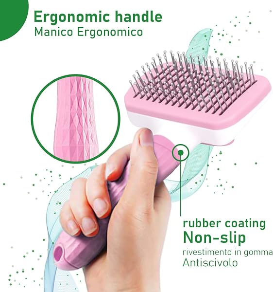 Cable technologies Spazzola Morbida per Cani e Gatti Pelo Lungo e Corto, Toelettatura Autopulente Animali Domestici, Cardatore Rimozione Peli morti, non graffia animali, Brush Barboncino, ecc (Rosa) - 5