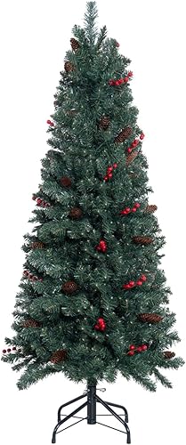 Miniatura 10 de Ginebra - Árbol de Navidad nevado preiluminado, árbol de Navidad realista esmerilado con luces de 6.5 pies  flocado de nieve