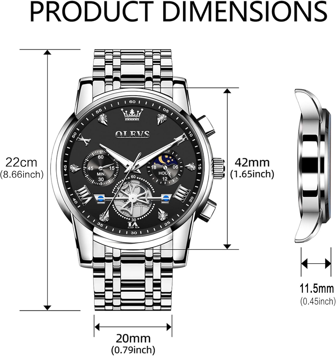 OLEVS Watches Men Waterproof Luxury Big Face Mens Watch Stainless Steel Quartz Analog Dress Watches for Men Luminous Multifunction Man Watch Relojes De Hombre - Image 6