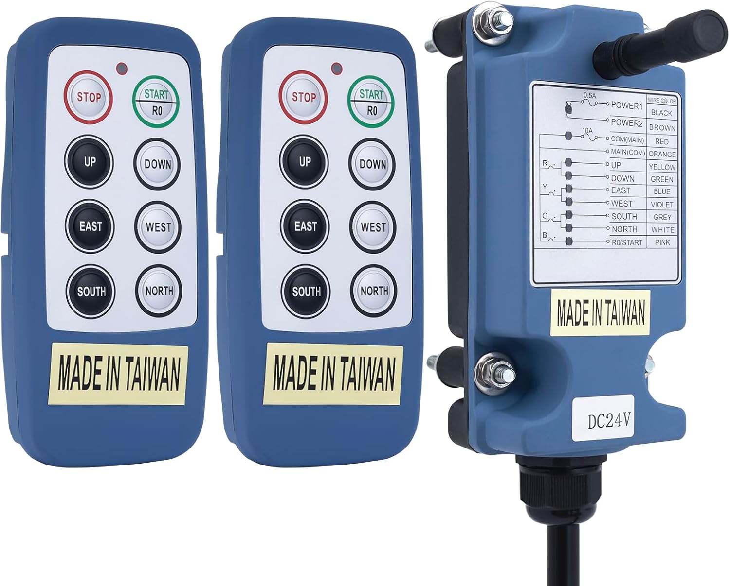 Crane Remote Control Mini Wireless Industrial 6 Channel Button Controller for Electric Hoist Winch Overhead Crane Dump Trailer Truck 2 Transmitters 110V Receiver SAGA-L8