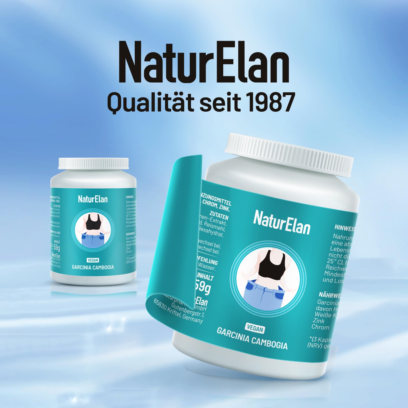 Stoffwechsel-Kapsel Unterstützung 4-in-1 - Hochdosiert mit Garcinia Cambogia-Extrakt, weiße Kidneybohnen Extrakt, Zink&Chrom, 120 vegan Kapseln