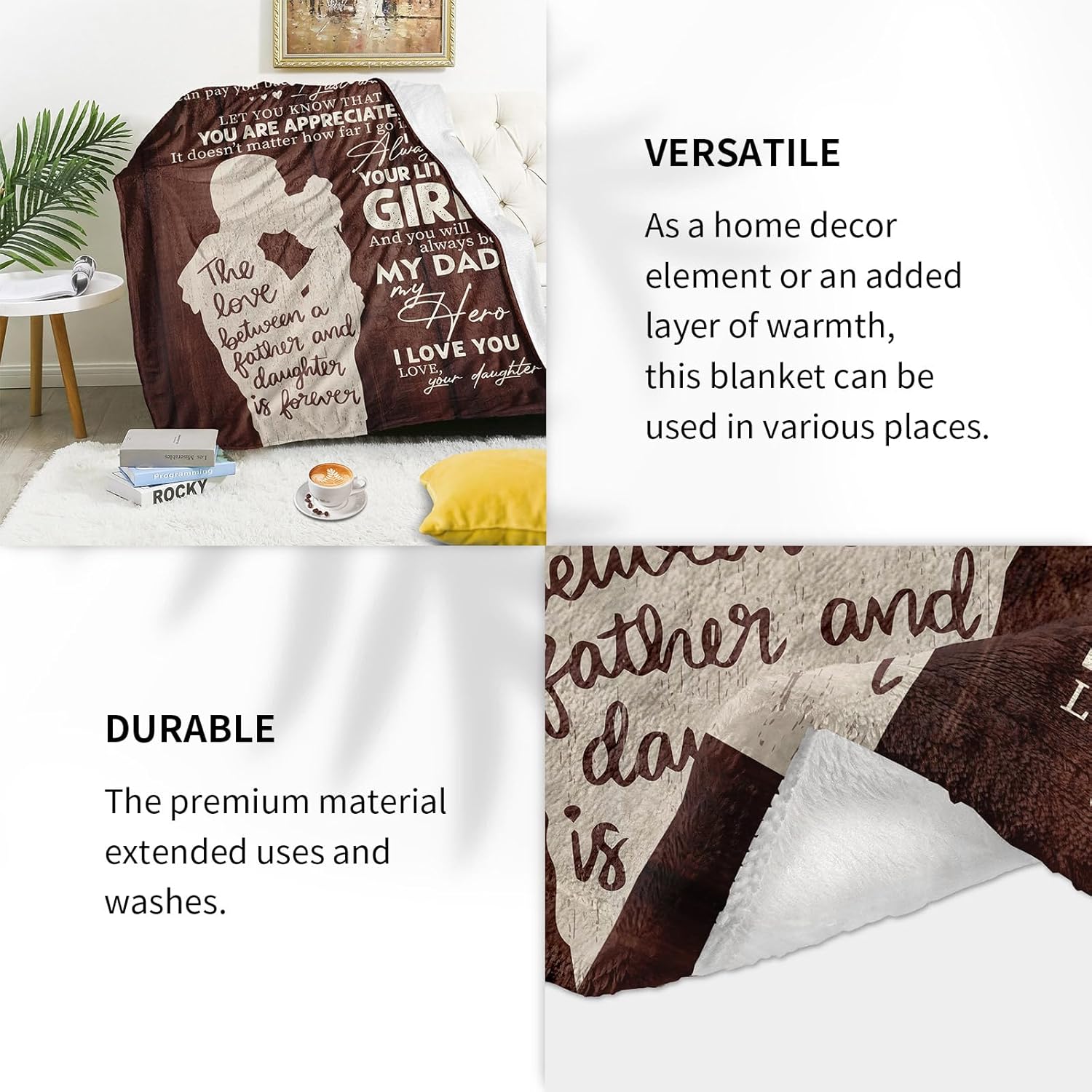 Dad Gifts from Daughter, Birthday Gifts for Dad from Daughter Blankets 60"x50", Birthday Present for Father from Kids, Best Presents for Father - Image 5