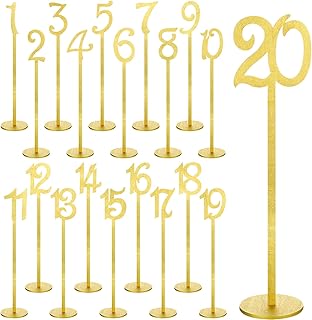 20 Pcs Table Numbers Wedding Table Numbers Wood for Reception Stands Sea...