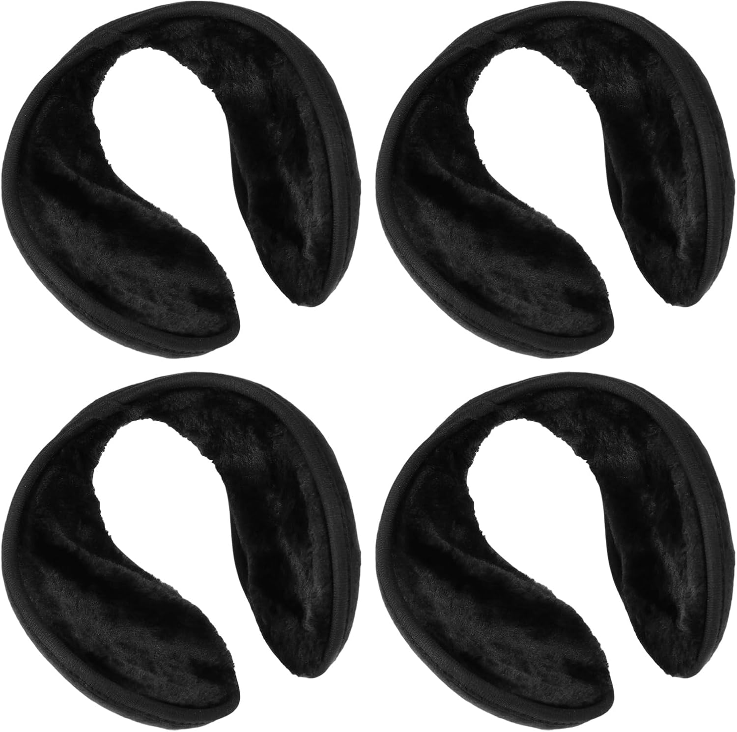 LUOZZY 4pcs Thickened Winter Ear Muffs Behind Head Warmer Black Fleece Earmuffs for Outdoor Skiing Running Cycling Sport