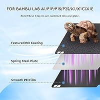 Vista 2 de Placa de construcción P1S X1C PEI con textura suave para Bambu Lab, placa de cama flexible de doble cara de hoja de acero de resorte PEI