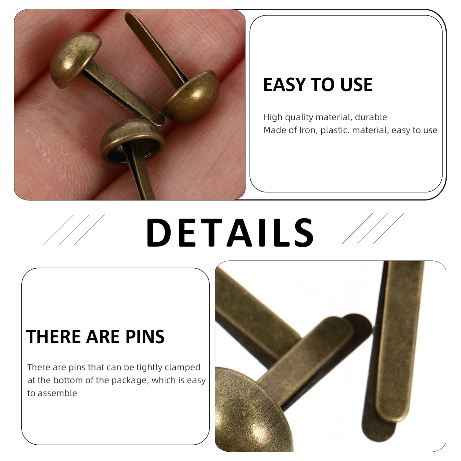 ERINGOGO 50pcs Bubble Nails Round Head Nails Decorative Rivets for DIY Craft Projects