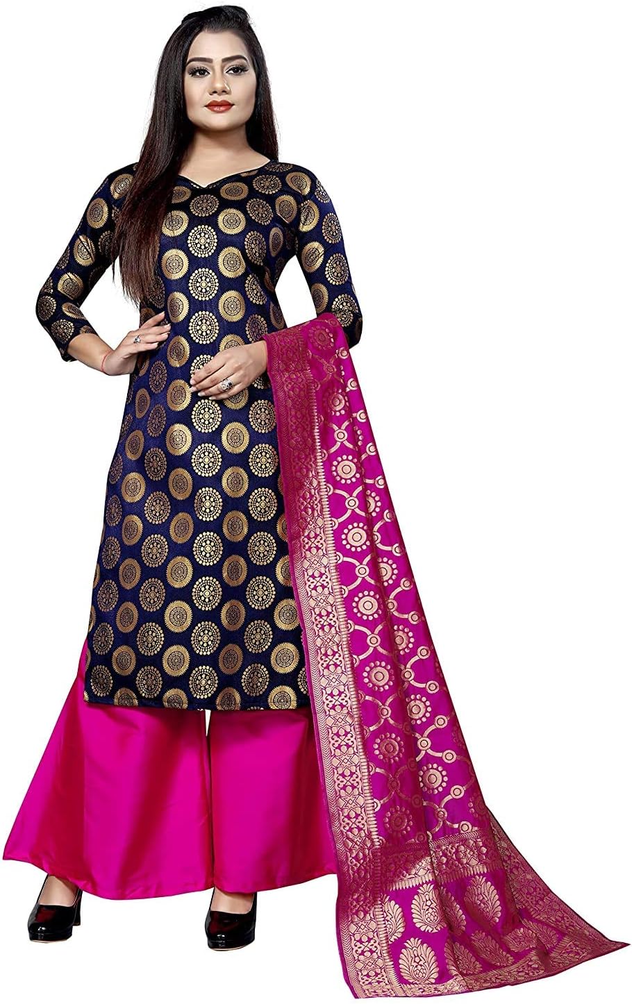 Bhakti Nandan CreationCotton Jacquard Unstitched Woven Salwar Suit Dress Material for Women
