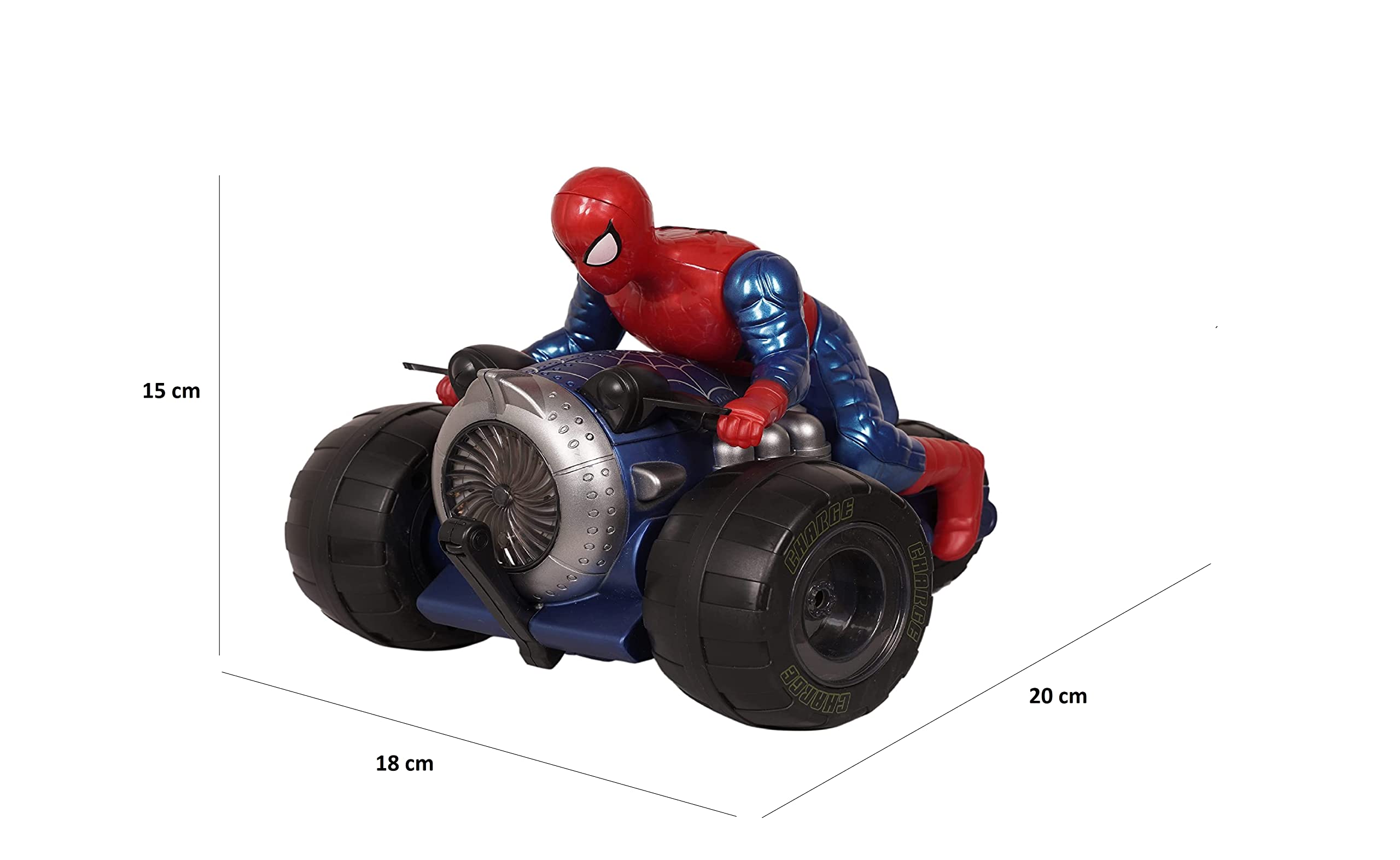 Goyal's Super Hero 360° Acrobatic Stunt Spin Racer Motorcycle Toy – Action Hero Style Stunt Rider with Flashing Lights & Music for Kids - Red Blue - Image 3 thumbnail