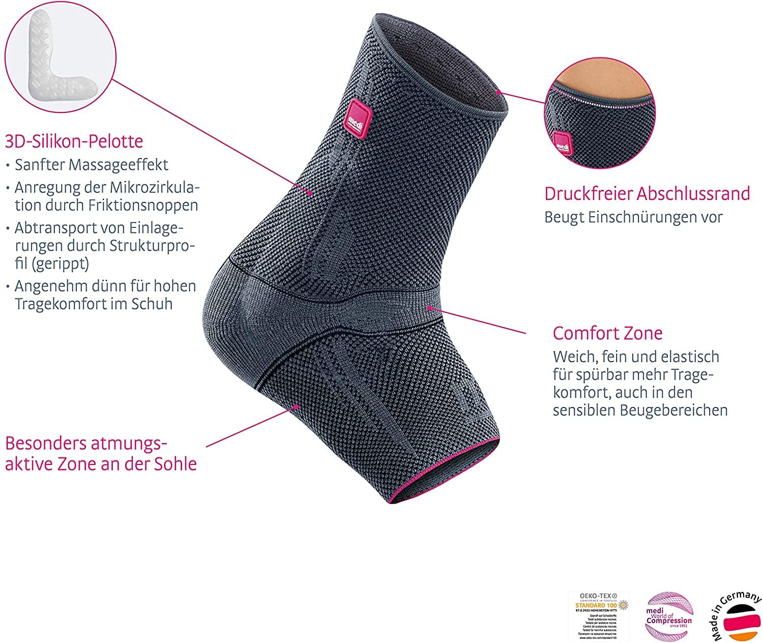 Medi Levamed - Tobillera unisex (talla V), color plateado