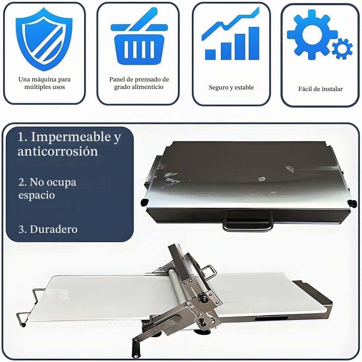 Laminadora de Masa Manual, Máquina para Hojaldre con Grosor Ajustable 0.5-27mm, para Cruasanes, Pizza y Pasta, Uso Profesional en Panadería y Doméstico para Fondant y Mazapán