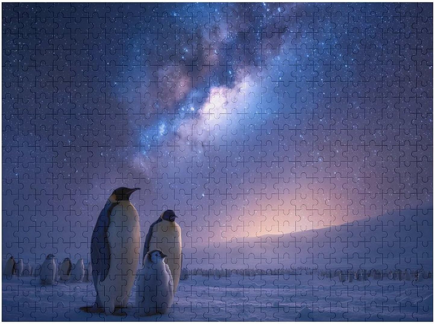 Galaxy Cartoon Penguins Puzzles for Adults 500 PCS Wooden Jigsaw Puzzle Wall Decor Christmas