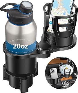 Dual Cup Holder Expander for Car, 2 in 1 Multifunctional Car Cup Holder Expander with Adjustable Base All Purpose for 20 Oz Bottles Cups Drinks Snacks Compatible with Most Cars …