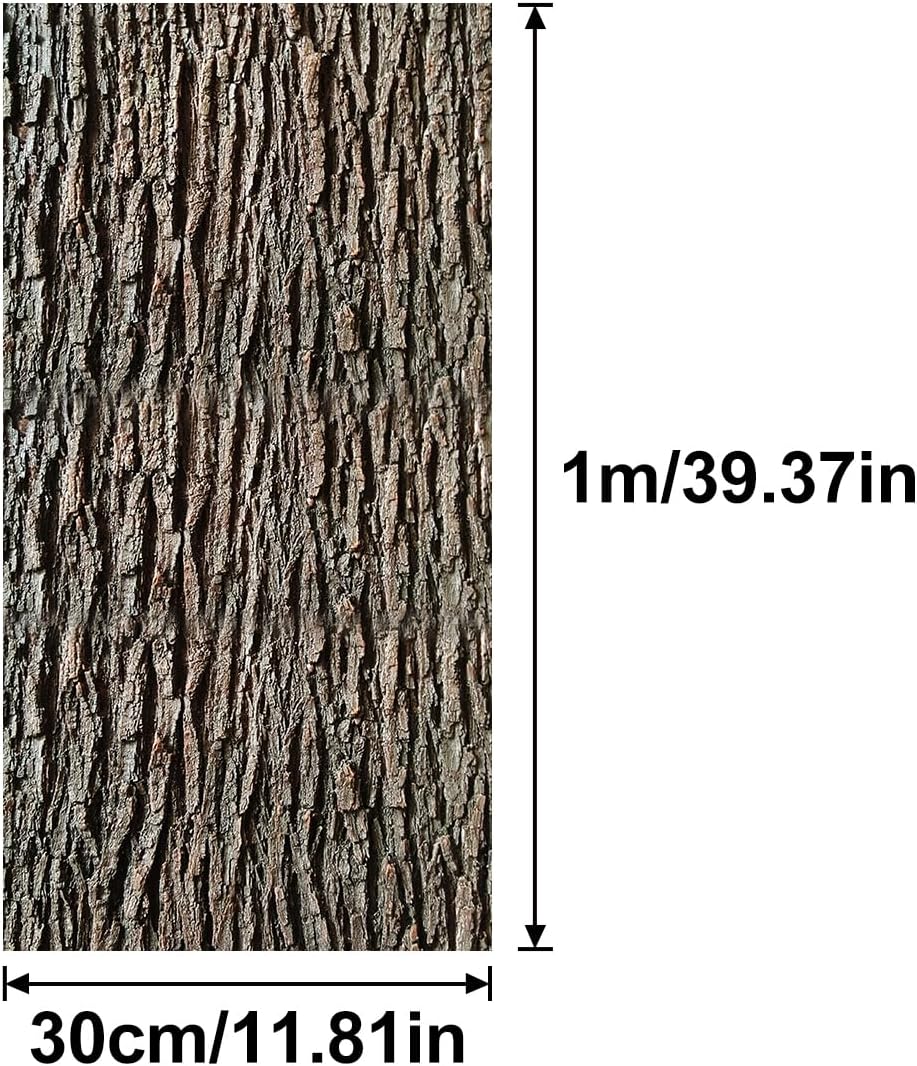 Simulated Bark 11.81in x 39.37in (3.23 Sq.Ft) Artificial Tree Bark for Pillars Pipes, Fake Bark Sheet for Tree Decoration DIY Miniature Landscape