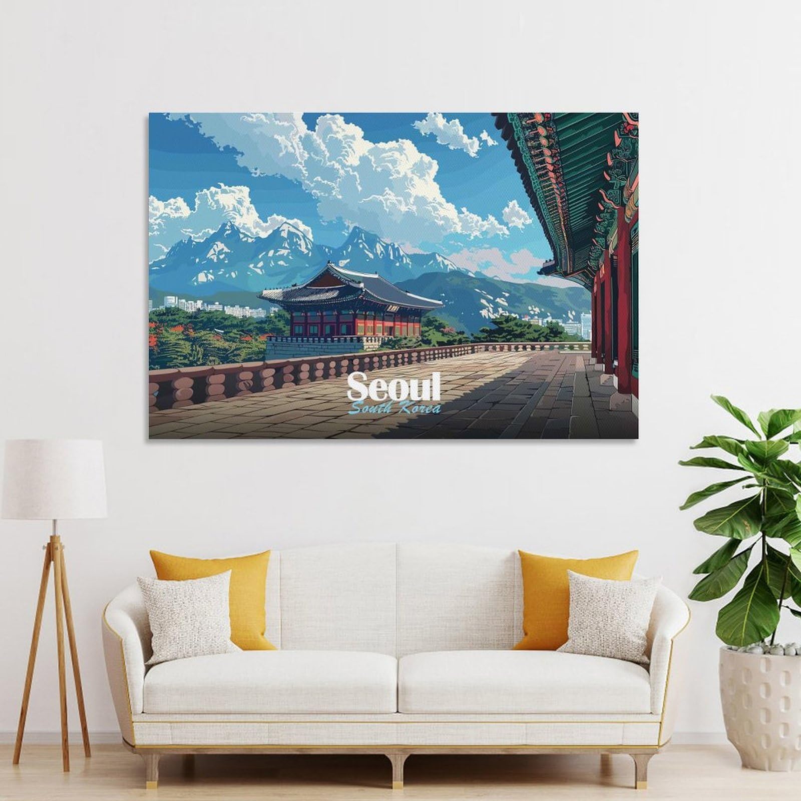 Junmoney Unframe-Style-2 Seoul Cityscape Wall Picture Print, 20X30inch(50X75cm), For New Homes, Bedrooms Or Workspaces, Thoughtful Wall Decor For Art Lovers