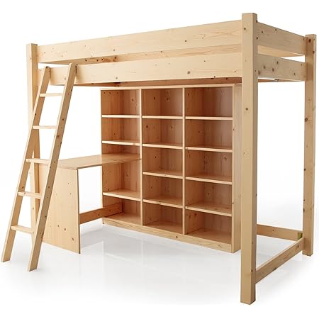Amazon Lowya ロウヤ ベッド ロフトベッド シングル 木製 階段 デスク付き レイアウト自由 ナチュラル ベッド ベッドフレーム オンライン通販