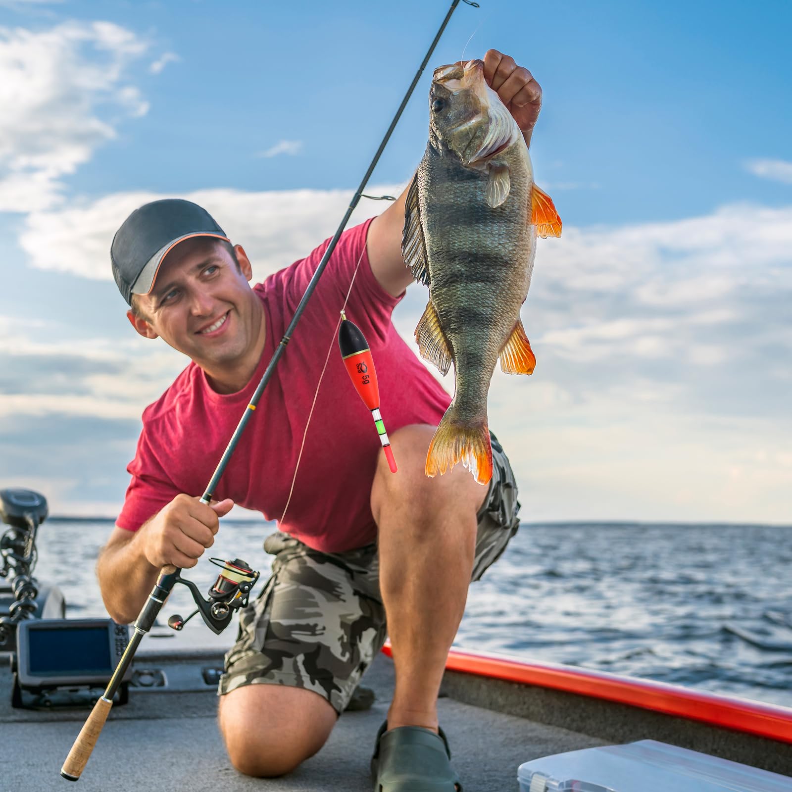 OMJMYY 5 Unidades de flotadores de Pesca Luminosos 5 g/8 g/10 g/12 g/15 g portátil Pesca flotadores Accesorios de Pesca Set de Espuma EVA para Lucio Perca Carpa Diferentes Especies de Peces Grandes