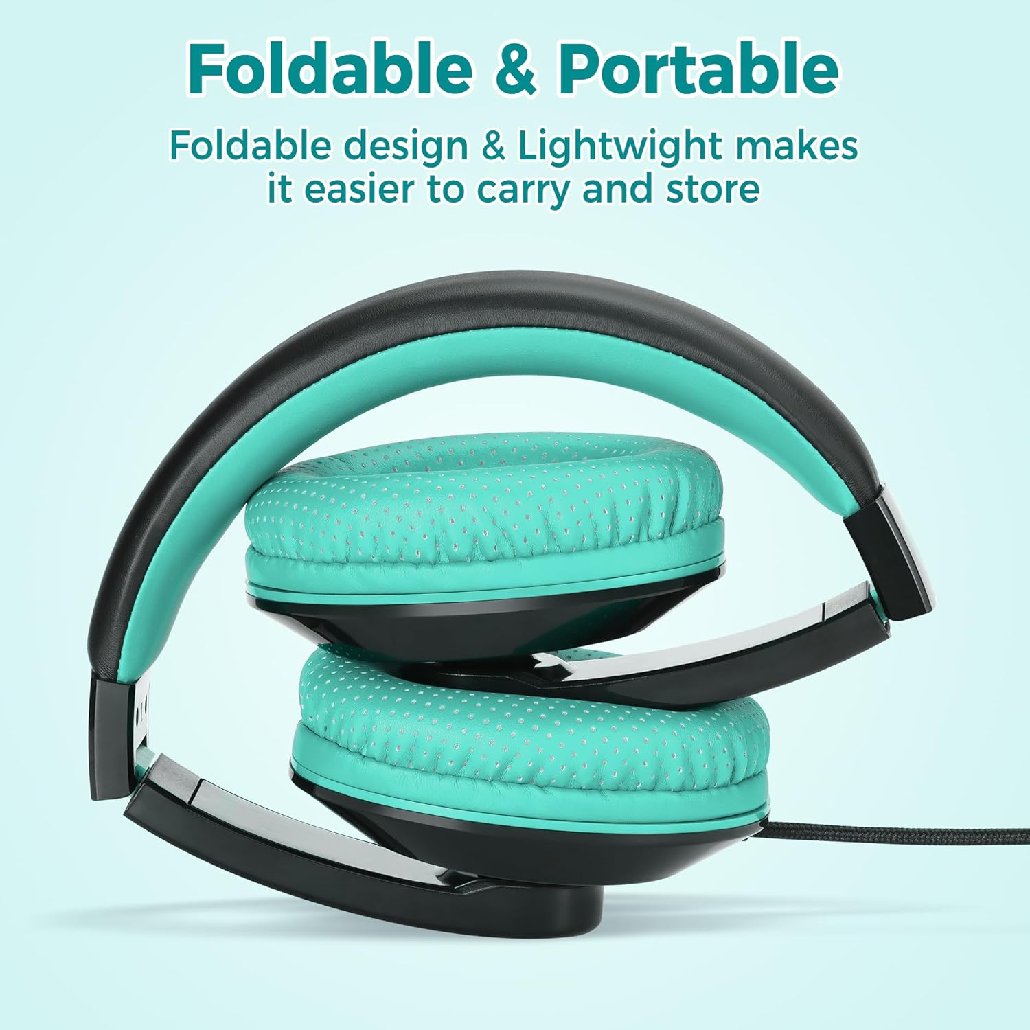 rockpapa Comfort+ Kids Headphones with Microphone, Boys Girls Student Over-Ear Headphones Wired Foldable for School Classroom Laptop PC Computer Tablet Black/Blue+Black/Teal