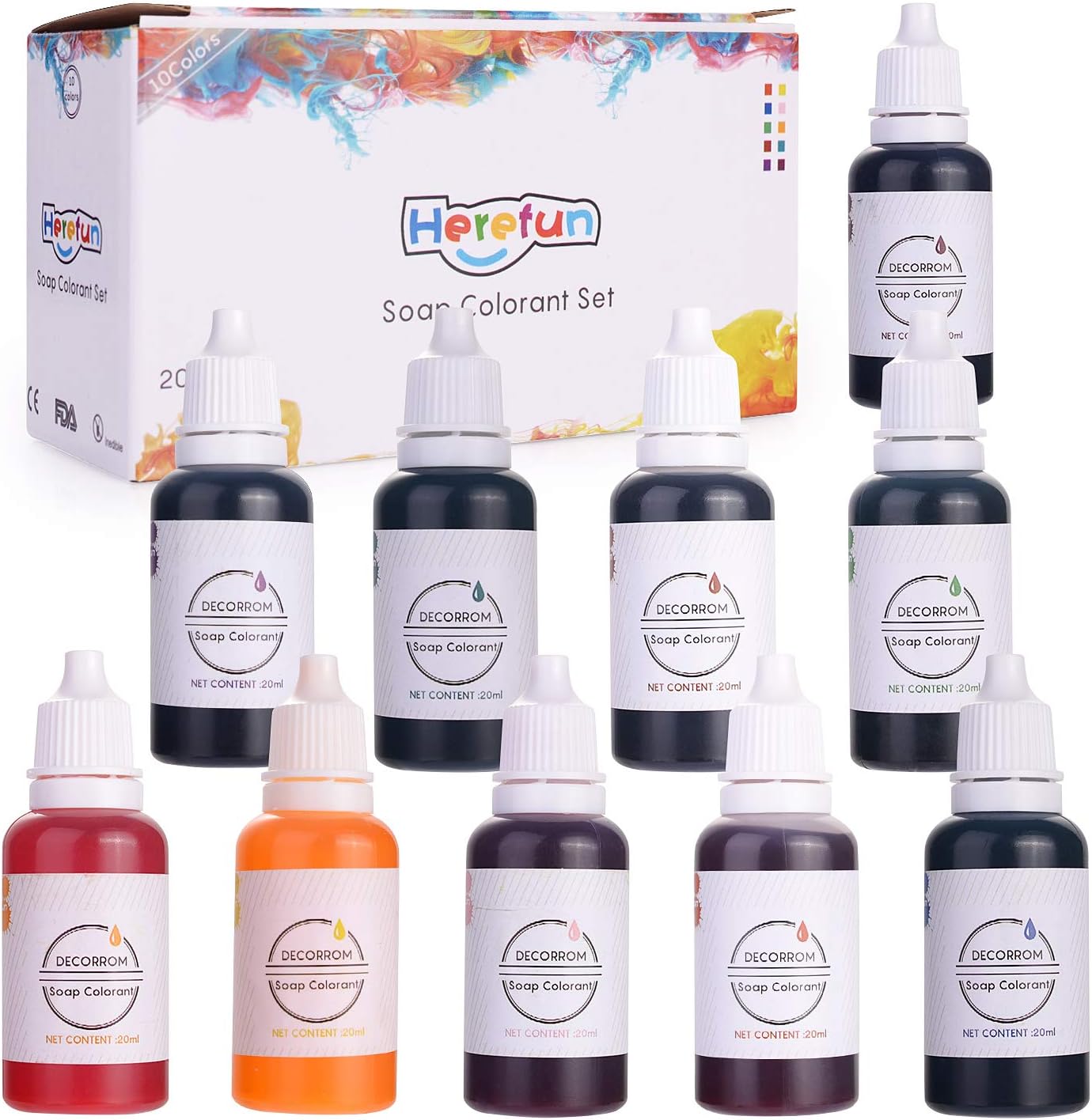 Colours Water Based Dyes,Soap Dye - Highly Concentrated Colours,Making Bath Bomb Bath Salt Soap Coloring Water Based Dyes,Soap Melt Dye - 10 Colour,20ml