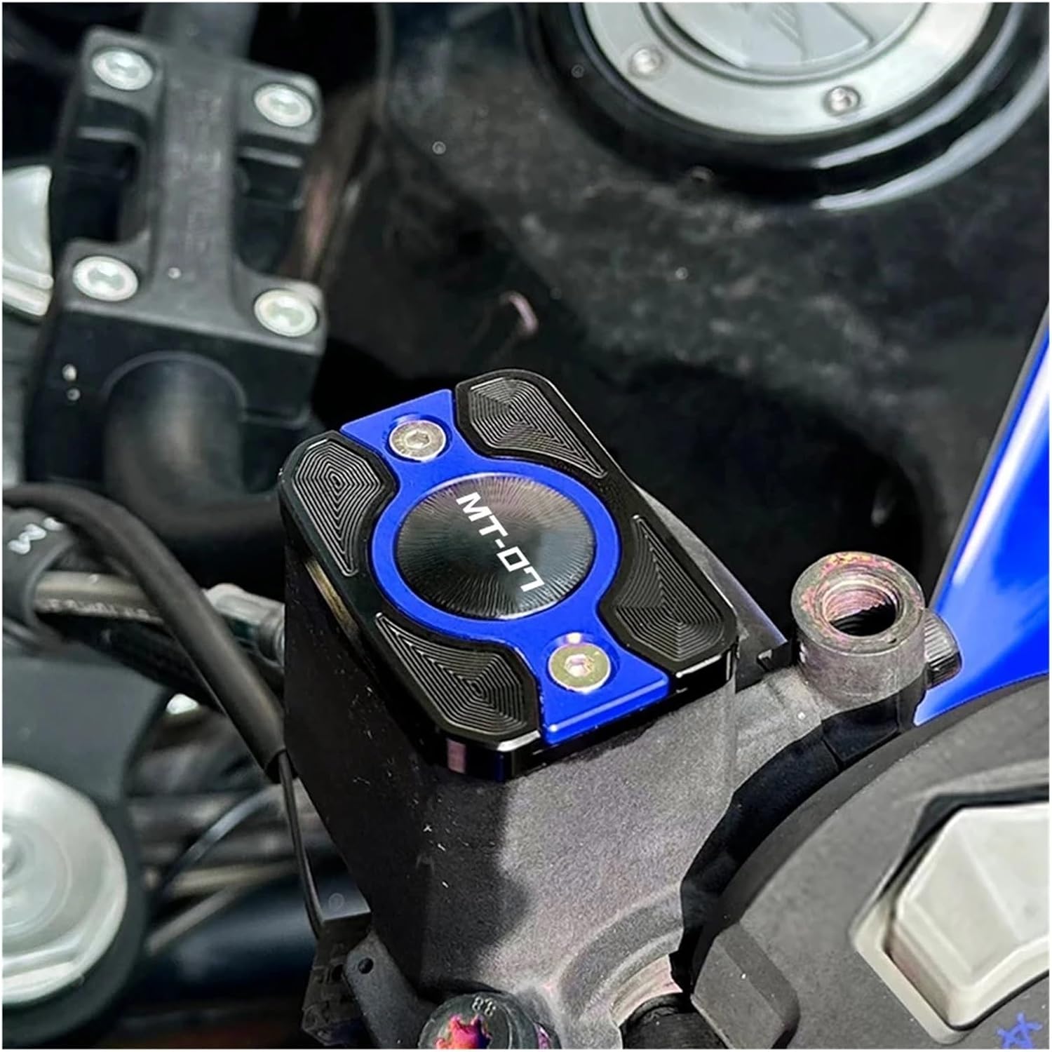 Compatible WithMT-07 MT07 MT 07 FZ07 2014-2024 2025 Motorcycle CNC Front Rear Brake Fluid Reservoir Tank Cover Engine Oil Filler Cap(Black Combo (2pcs))