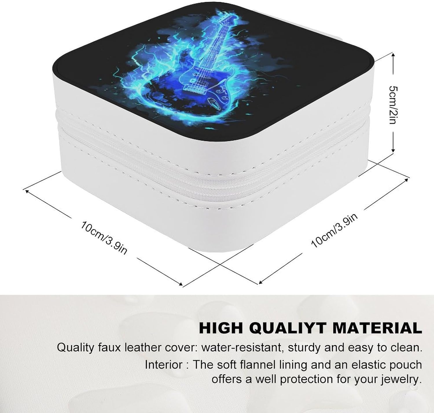Music Blue Electric Guitar Jewelry Box Portable Travel Storage Case Organizer for Womens image 2