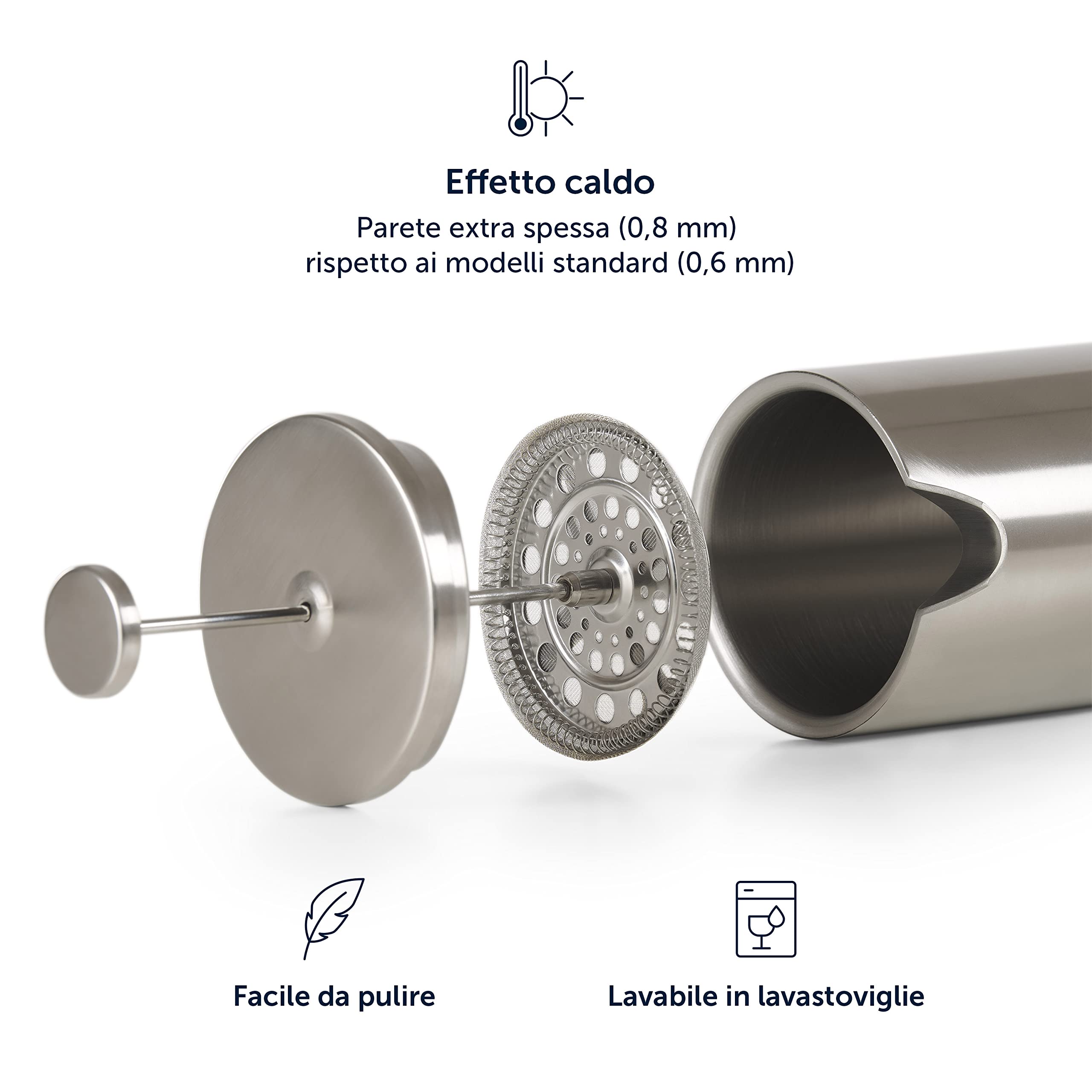 Blumtal French Press Caffe 600ml (3 Tazze), Caffettiera Francese Pressa, Caffettiera con Filtri in Acciaio