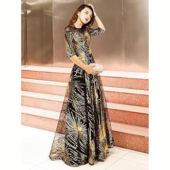 Amazon | [YUANYUAN] 花火柄ドレス レディース イブニングドレス