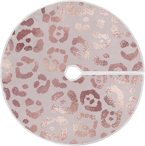 Miniatura 1 de Leopard Skin Rose Gold Christmas Tree Skirt, Decoration for Christmas Tree, 47.2 in Machine Washable Christmas Tree Skirt, Holiday Decor