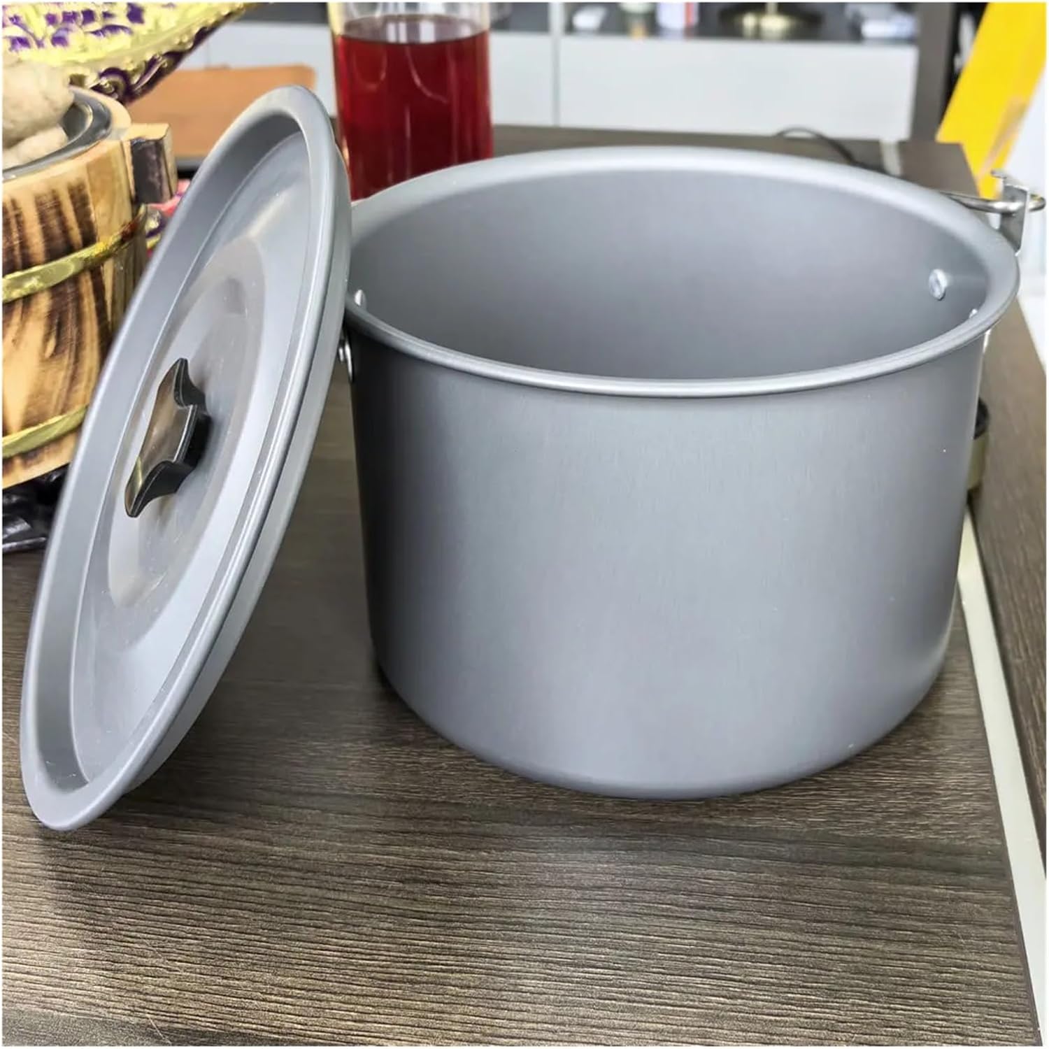 Compatible for Camping 3 to 5 People Cooking Deep Pot Outdoor 4L Coffeemaker Hot Water Aluminum Hanging Non Stick Soup