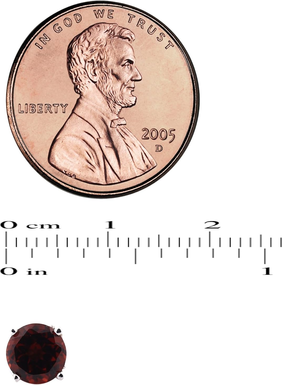 Solid 14k White Gold Gemstone Stud Earrings, 6mm Round each