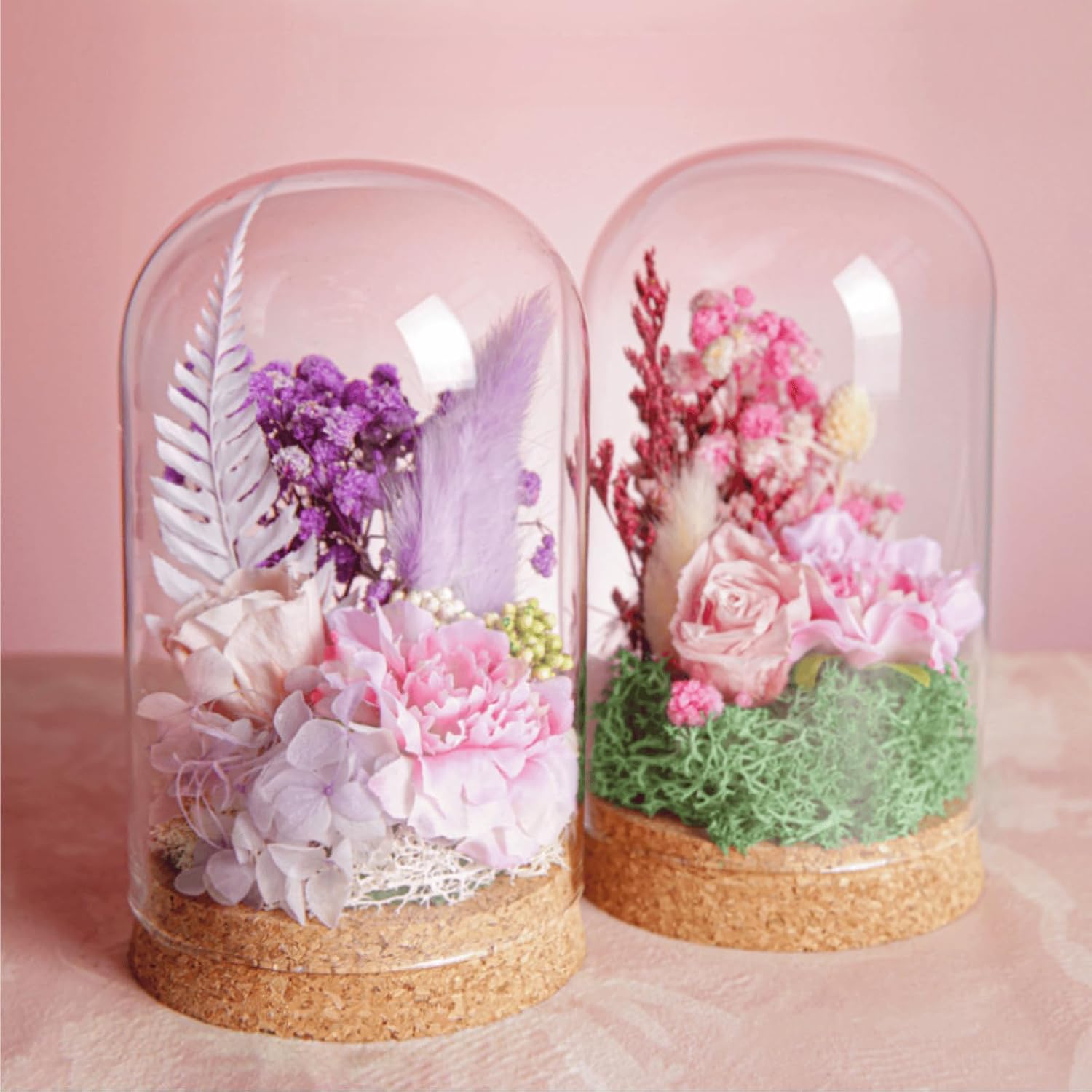 2 PCS Glass Dome Bell Jar with Cork Base (3.15x4.73 Inch)