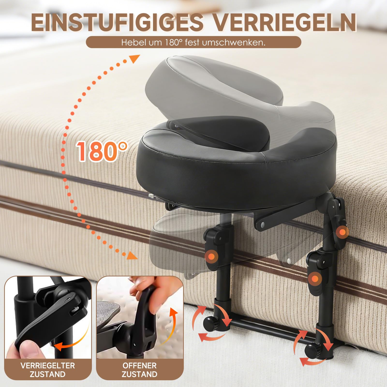 Massage Kopfstütze für Bett Höhe 14–45 cm, Ergonomische Massage-Kopfstütze & Massage-Kissen mit Gesichtsschlitz, kompatibel mit Massageliege, Massagetisch, Kosmetikliege, Kopf Massage Zubehör