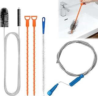 WJMY 5 unidades de limpiador de desagües en espiral, limpiador de drenaje de 79 pulgadas, cepillo de limpieza de tuberías de doble cabezal de 61 pulgadas, cepillo de desagüe para fregadero, espiral