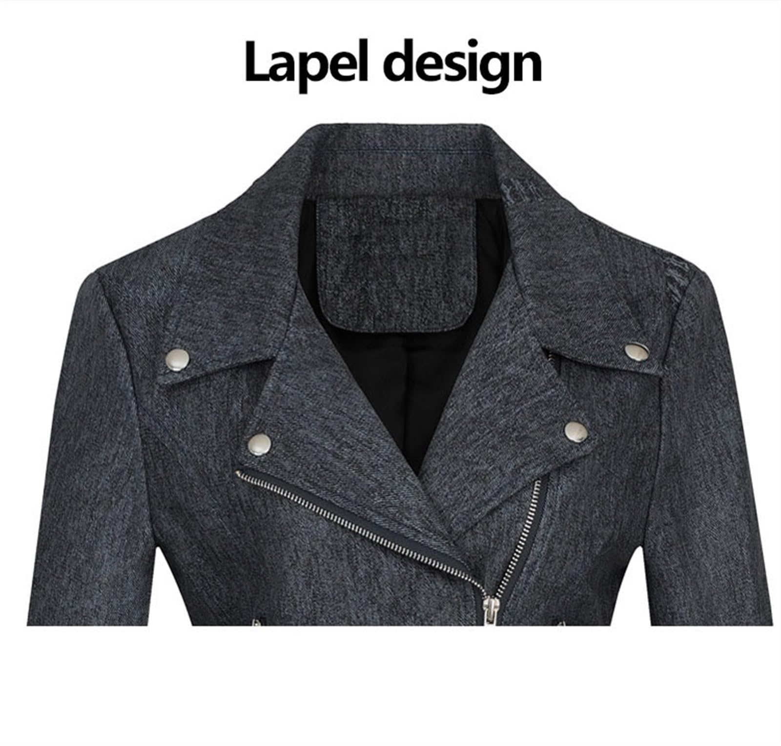 Damen Kunstlederjacke, Moto Biker Lederjacke Reißverschluss Mantel Kurz Leicht Vegan Übergangsjacke