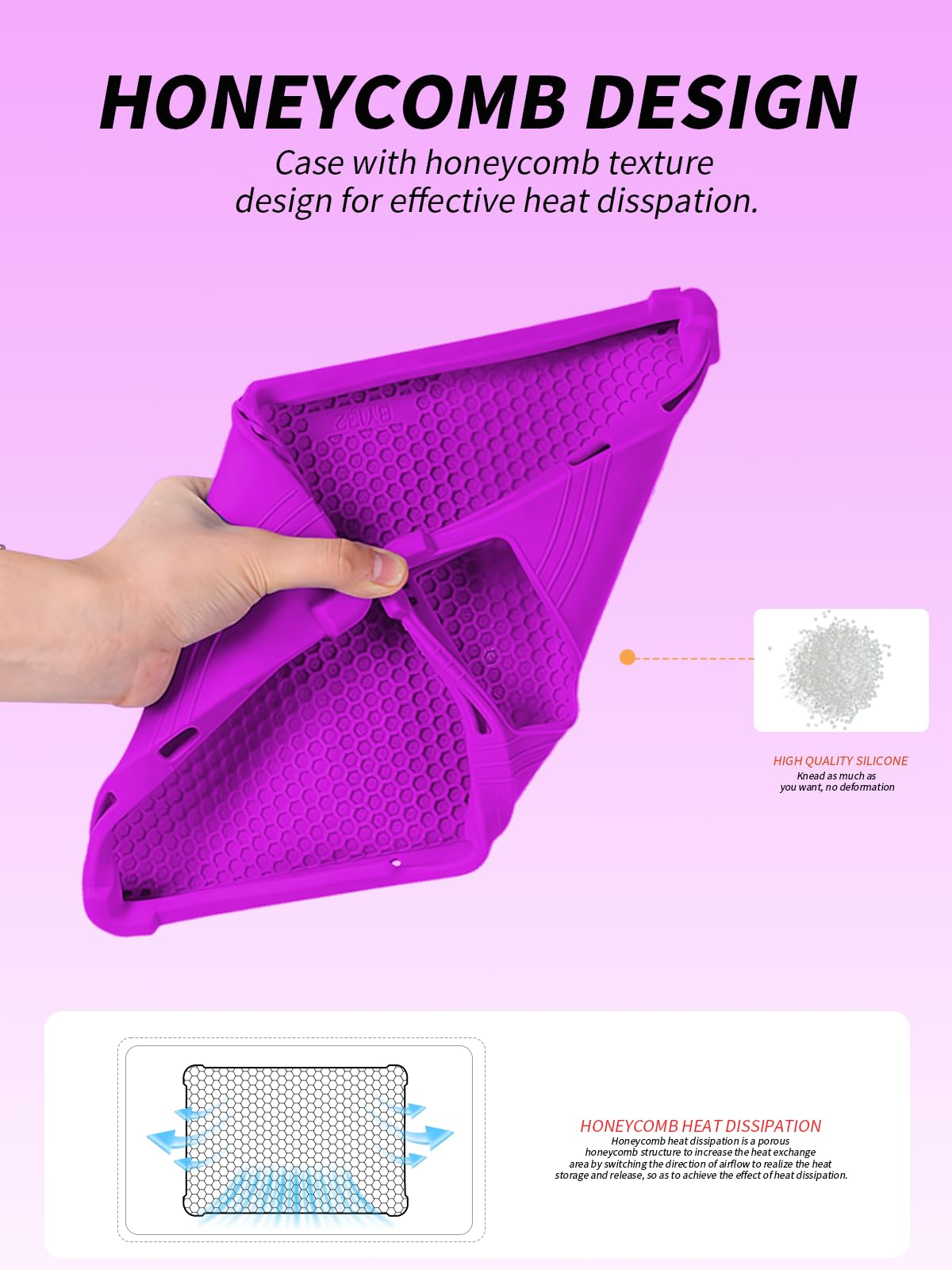Funda protectora para tablet TABWEE T90/TABWEE T90EX de 11 pulgadas 2026, funda de silicona suave para niños de yystao con soporte ajustable (Violeta)