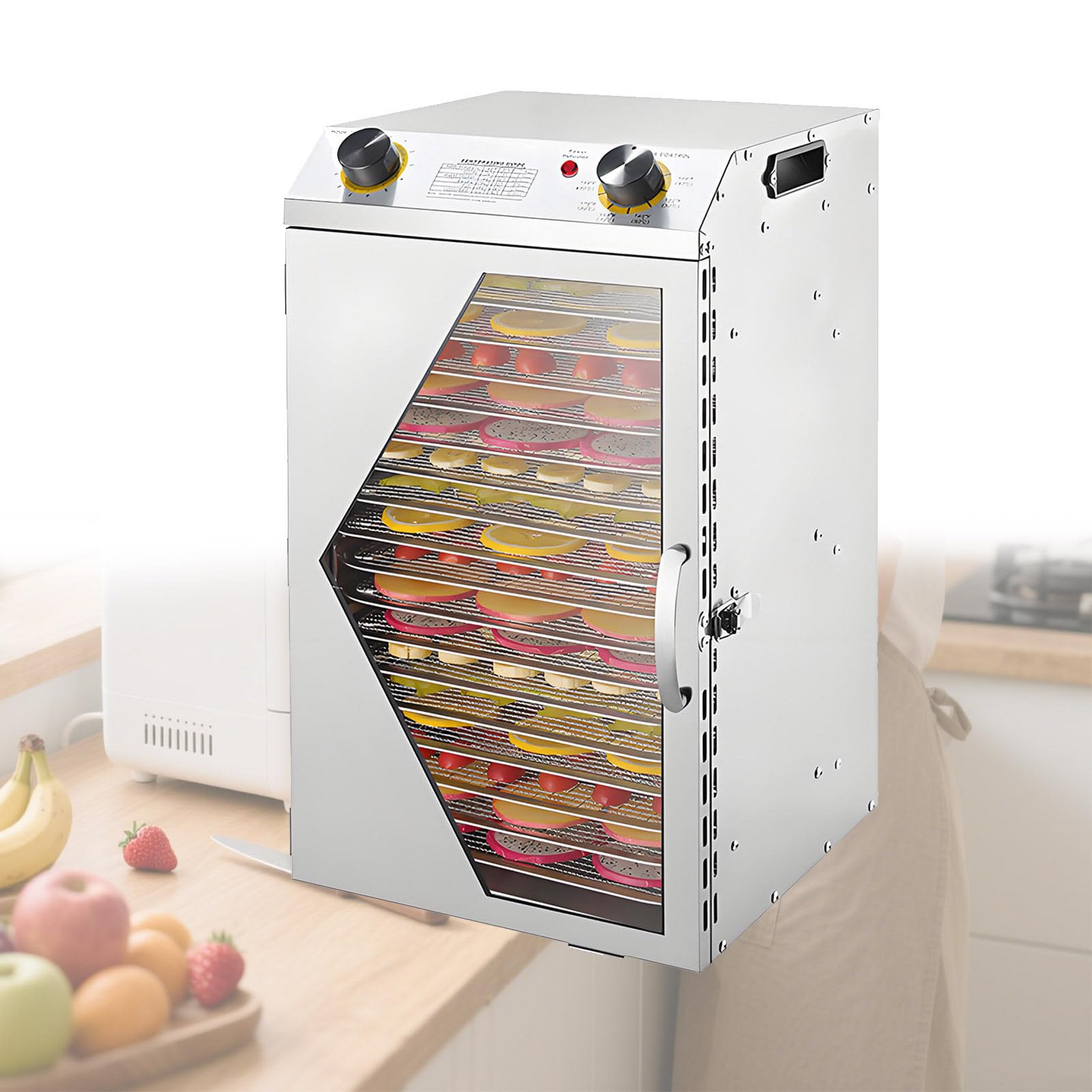 asdchZen Food Dehydrator Machine Dehydrated Dryer With Temperature Control 12 Hours Timer Fruit Dryer Meat Drying Machine Stainless Steel Food Dehydrator,18Thfloor