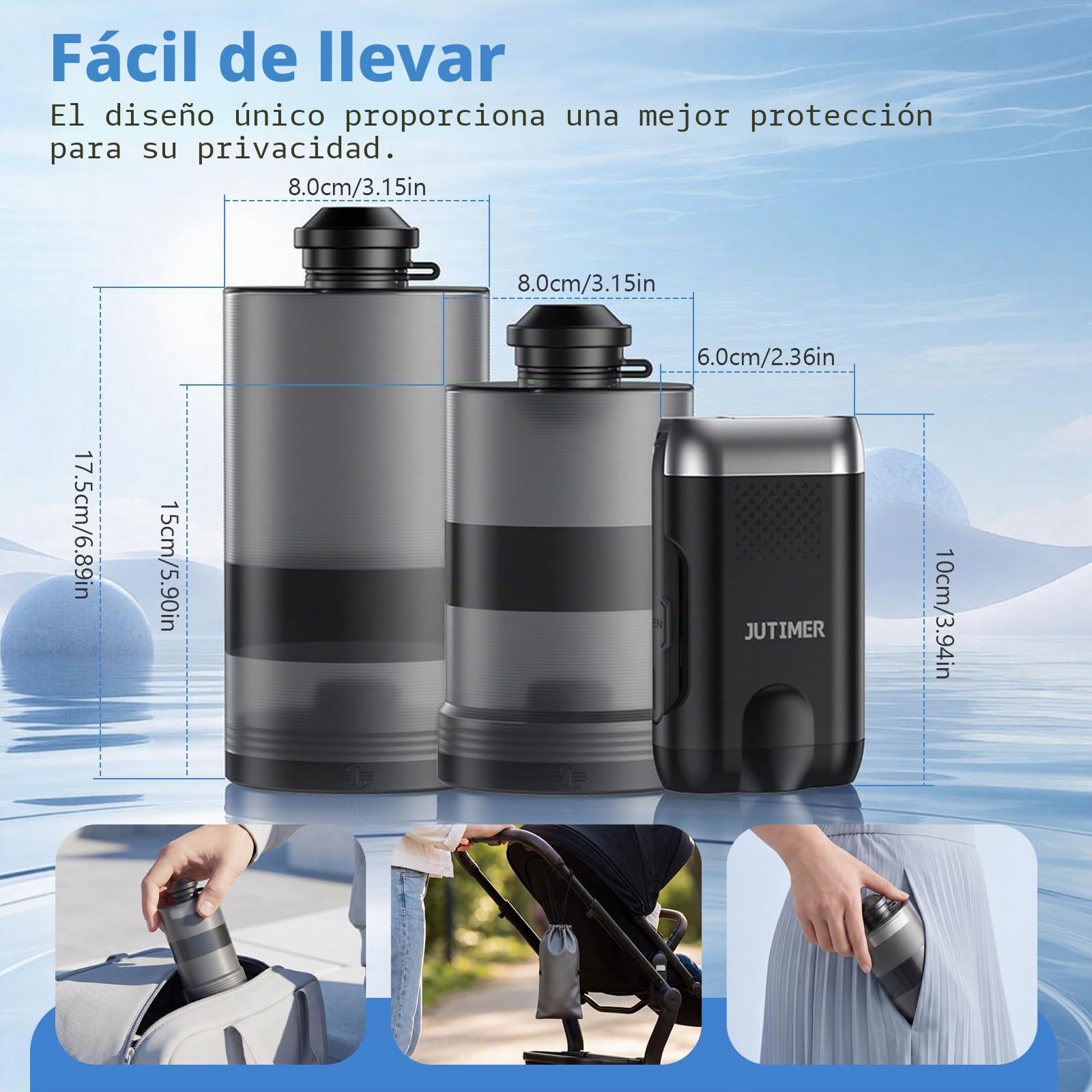 Bidé Portátil Eléctrico – Set 2 en 1 (640ml) con Boquilla 180°, Recargable USB, Impermeable IPX6 – Bidé de Viaje para Higiene Íntima, Postparto, Camping y Cuidado Perineal – Negro
