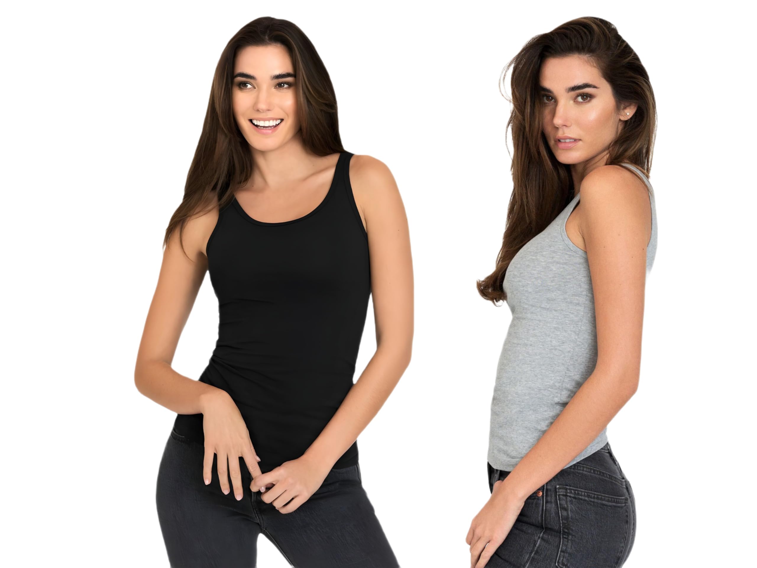 ATIMUNA Cotton Camisole Tank Tops for Women - Set of 2 | Soft Stretchy Spaghetti Strap Undergarment for Girls & Women | Breathable Slim-Fit Vest for Everyday Use-picture-28