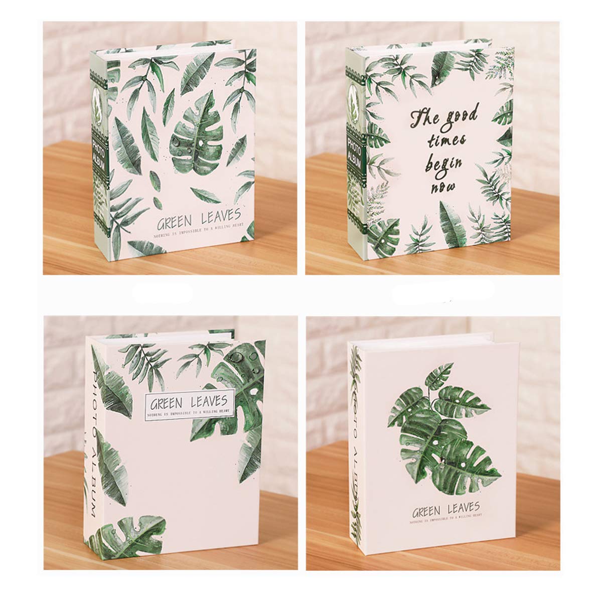 Jinshen Album Photo 200 Pochettes avec Feuilles Vertes 12,7 cm Compatible avec Appareil Photo instantané Fujifilm Instax Wide 300 210