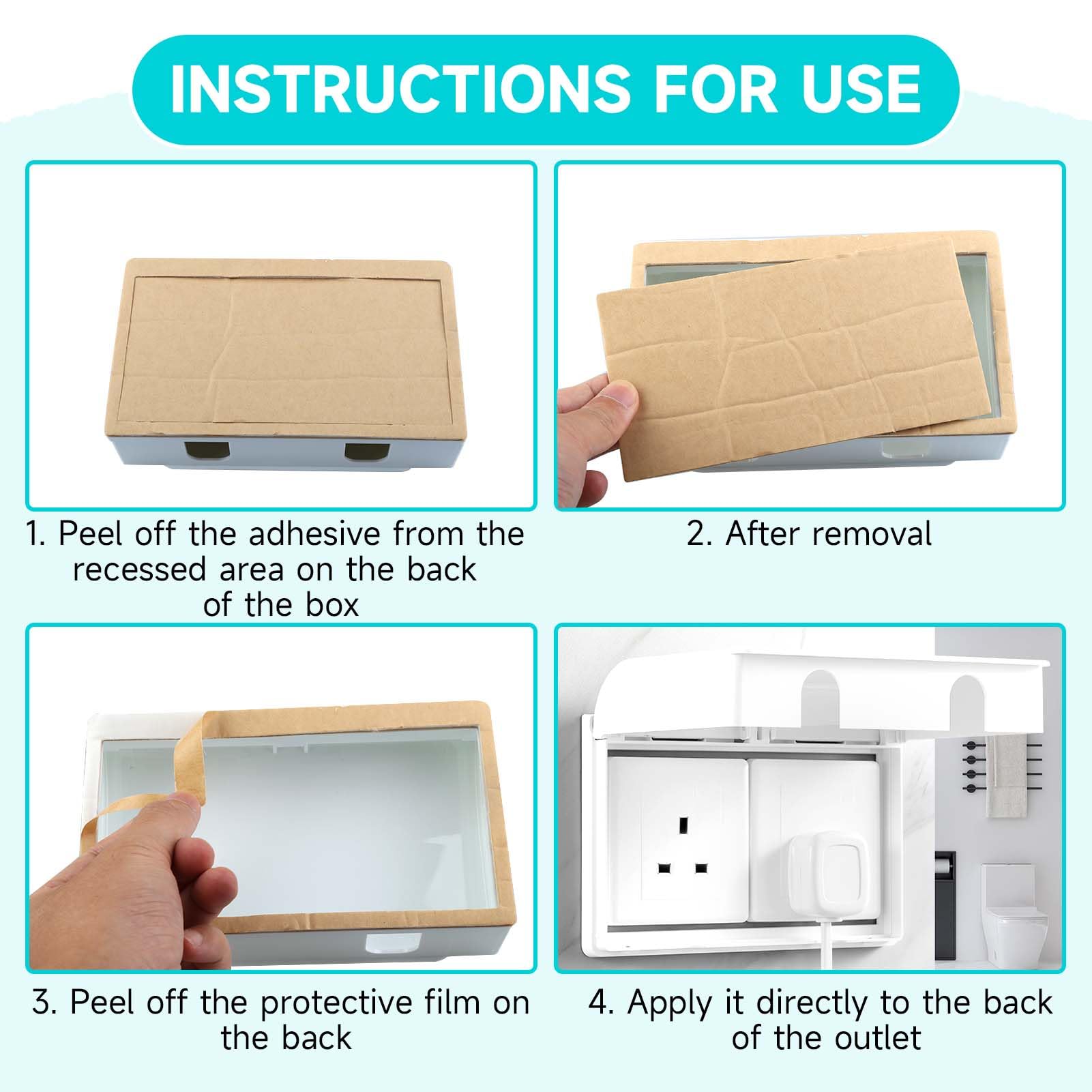 2 Pcs Socket Protector Cover Double Socket Cover Waterproof Socket Cover Box Plug Socket Covers UK Electrical Outlet Protector Safety Durable Suitable for Home Kitchen School Nurseries White - Image 4