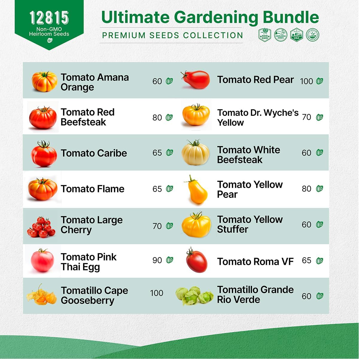 Organo Republic 14 Tomato Seeds and 25 Most Popular Herb Seeds Variety Pack Bundle, 12,700+ Non-GMO Heirloom Garden Seeds for Planting Tomatoes and Herbs for Indoor & Outdoor Gardening