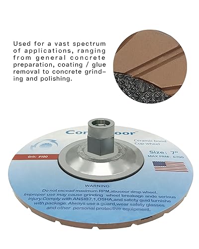 Miniatura 2 de Rueda de taza de molienda de hormigón Rueda de copa de diamante de cerámica de 7 pulgadas para molienda de piso, se adapta a amoladora angular