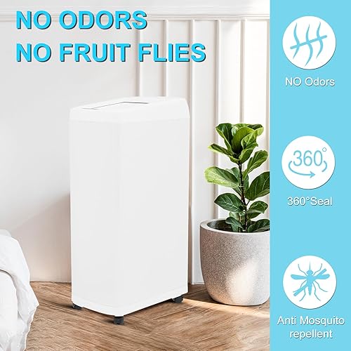 Miniatura 4 de Bote de basura con sensor de movimiento de 8 galones con tapa enrollable y ruedas, botes de basura automáticos sin contacto para cocinas,