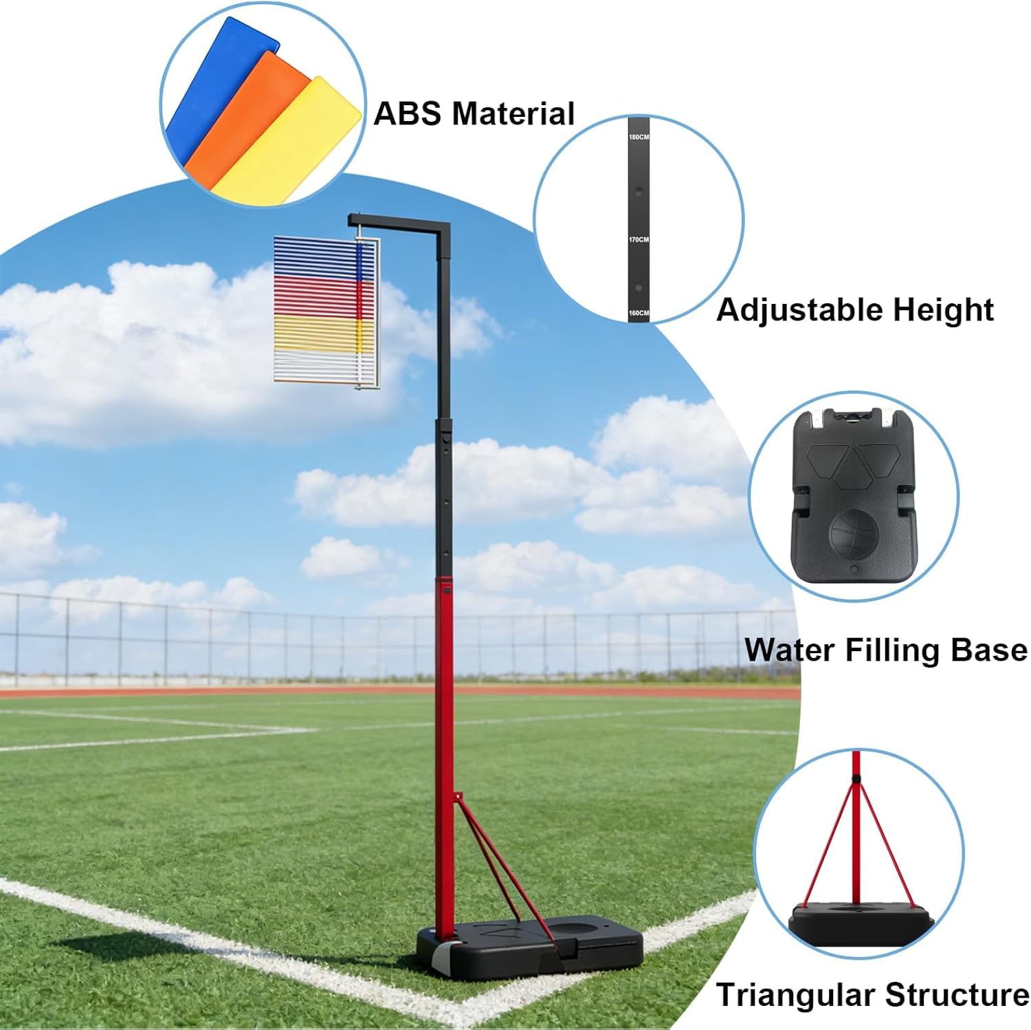 Soporte vertical para probador de salto, herramienta de medición de altura ajustable de 4.9 a 12.6 pies, poste de entrenamiento de salto para atletas, equipo de prueba de fitness