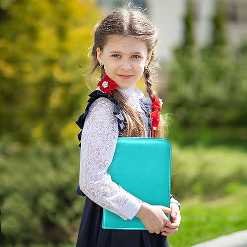 Miniatura 5 de Álbum de tarjetas turquesa oscuro en piel sintética resistente, 400 bolsillos, carpeta de tarjetas de doble cara fácil de limpiar