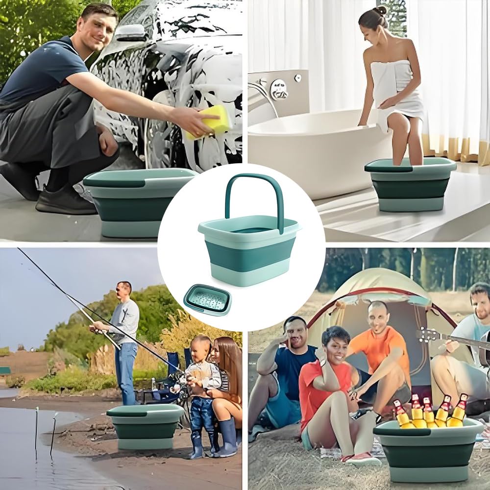 Bain de Pieds Pliable Avec Massage, 15 L - Seau Grand Pour Soulager le Stress et la Fatigue
