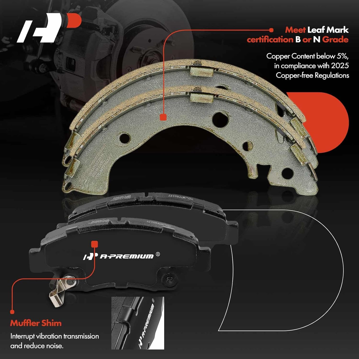 A-Premium Front Vented and Rear Solid Disc Brake Rotors + Ceramic Pads Kit Compatible with Select Honda Models - Fit 2015-2020, 12-PC Set