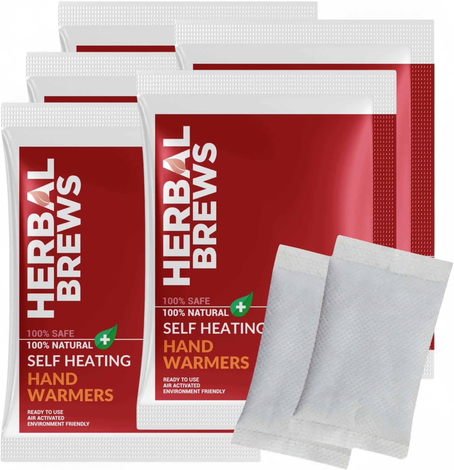 Herbal Brews - Hand warmers Heat Pouch - Self Heating Warmer - Hand Warmer Pouch, Long Lasting Natural Safe and Odorless Single Use Air Activated Heat Packs for Hands, Up to 10 Hours of Heat - 5 Pairs